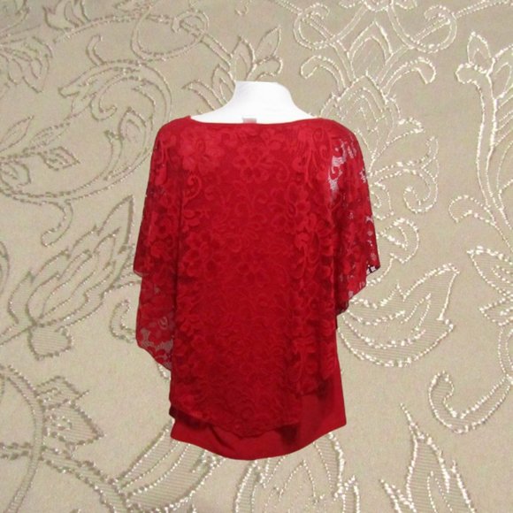 Onix apparel womens blouse size XL sleeveless with lace cape red - Picture 4 of 13